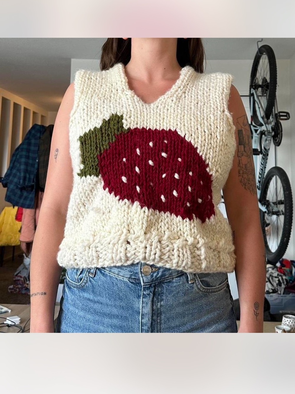 Handmade strawberry sweater vest